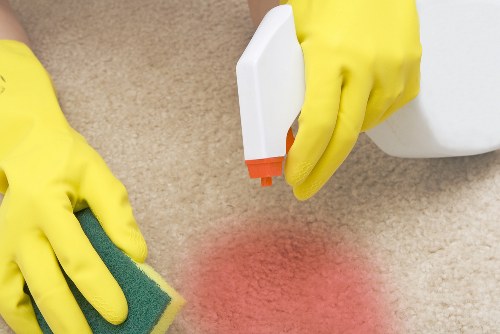 Carpet cleaning team preparing equipment for a UK service appointment