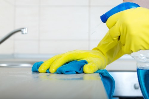Professional carpet cleaning team preparing a living room for deep cleaning